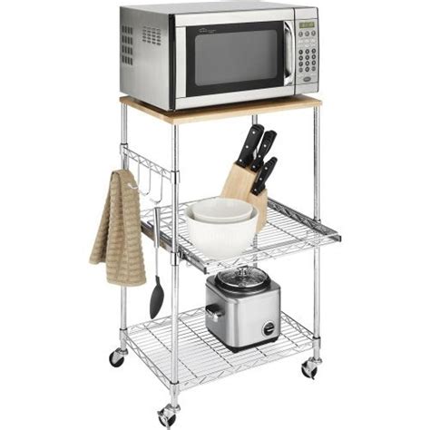 microwave stand on wheels with cabinet stainless steele top|Amazon.com: Metal Microwave Carts.